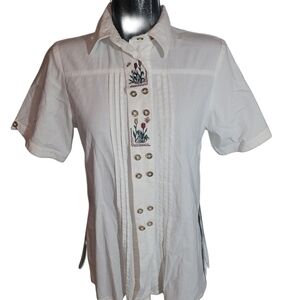 Vintage German Alpentraum Short Sleeve Embroidered Front Shirt 6